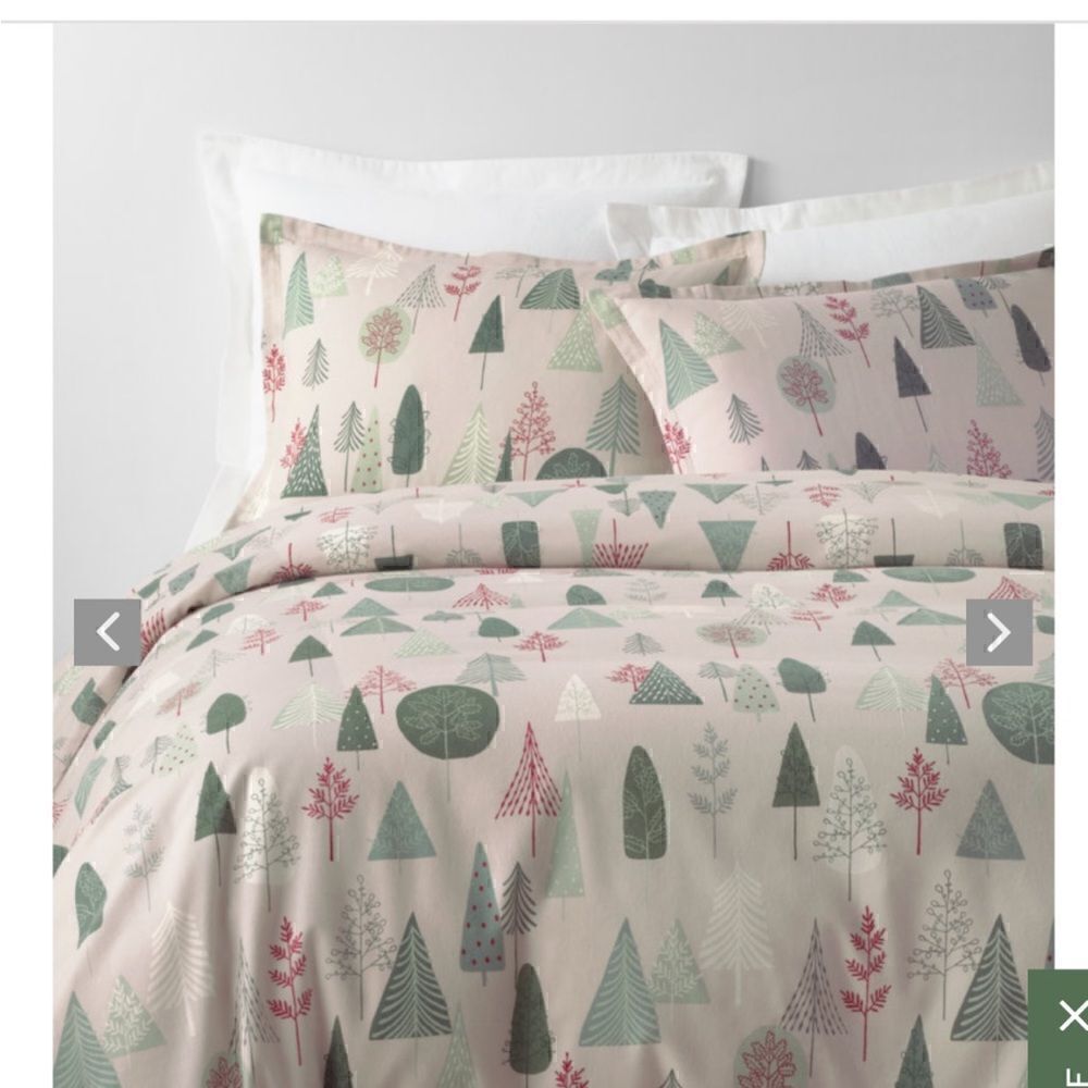 Garnet Hill Slumber Forest Organic-Cotton Flannel Pillow  Cases / set of 2/ New
